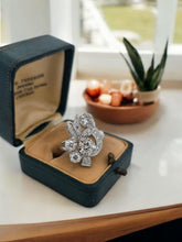 Load image into Gallery viewer, 14K White Gold 1.75ctw Gothic Freeform Floral Diamond Ring with Illusion, Bead Set & Milgrain Accents