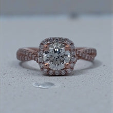 Load image into Gallery viewer, 14K Rose Gold 1.01ct K/SI2 Round Diamond in Infinity Halo Semi-Mount