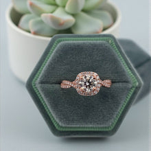 Load image into Gallery viewer, 14K Rose Gold 1.01ct K/SI2 Round Diamond in Infinity Halo Semi-Mount
