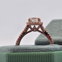 Load image into Gallery viewer, 14K Rose Gold 1.01ct K/SI2 Round Diamond in Infinity Halo Semi-Mount