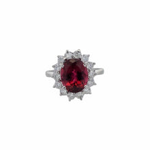 Load image into Gallery viewer, 14K White Gold 3ct Pink/Red Tourmaline with 0.56ctw Diamond Halo Accents