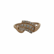 Load image into Gallery viewer, 14K Yellow Gold Approx. .33ctw Three-Row Diamond Ring with Bypass Shank
