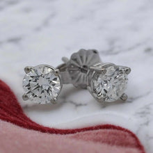 Load image into Gallery viewer, 14K White Gold 3/4ctw Round Diamond Stud Earrings