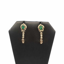 Load image into Gallery viewer, 14KY Flower Emerald Stud Earrings with Removable Diamond "J" Hoop Accents