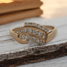 Load image into Gallery viewer, 14K Yellow Gold Approx. .33ctw Three-Row Diamond Ring with Bypass Shank