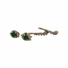 Load image into Gallery viewer, 14KY Flower Emerald Stud Earrings with Removable Diamond "J" Hoop Accents