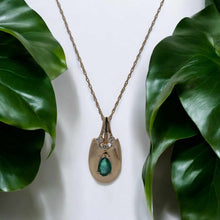 Load image into Gallery viewer, 14KY Drop Oval Pendant with Pear Emerald & Diamond Accents