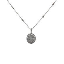 Load image into Gallery viewer, 18K White Gold Oval Cluster Pendant Necklace with Double Halo