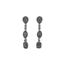 Load image into Gallery viewer, 18K White Gold Chandelier Earrings with Pear, Marquise & Emerald Cut Diamonds, Round Halos