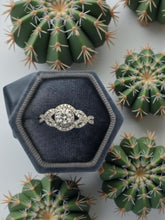 Load image into Gallery viewer, 14K White Gold Love Knot Halo Ring Diamond Engagement Ring