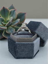 Load image into Gallery viewer, 14K White Gold Love Knot Halo Ring Diamond Engagement Ring