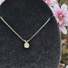 Load image into Gallery viewer, Platinum 0.37ct Round Diamond “Rabbit Ear” Solitaire Necklace on 18" Chain – GIA Certified