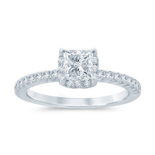 Load image into Gallery viewer, 14k - 1.13ctw Princess Cut Center Round Halo Diamond Engagement Ring