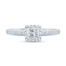 Load image into Gallery viewer, 14k - 1.13ctw Princess Cut Center Round Halo Diamond Engagement Ring