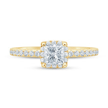 Load image into Gallery viewer, 14k - 1.13ctw Princess Cut Center Round Halo Diamond Engagement Ring