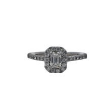 Load image into Gallery viewer, 14K White Gold Emerald-Cut Diamond Halo Ring