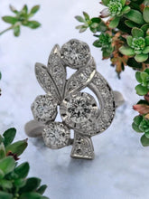 Load image into Gallery viewer, 14K White Gold 1.75ctw Gothic Freeform Floral Diamond Ring with Illusion, Bead Set & Milgrain Accents