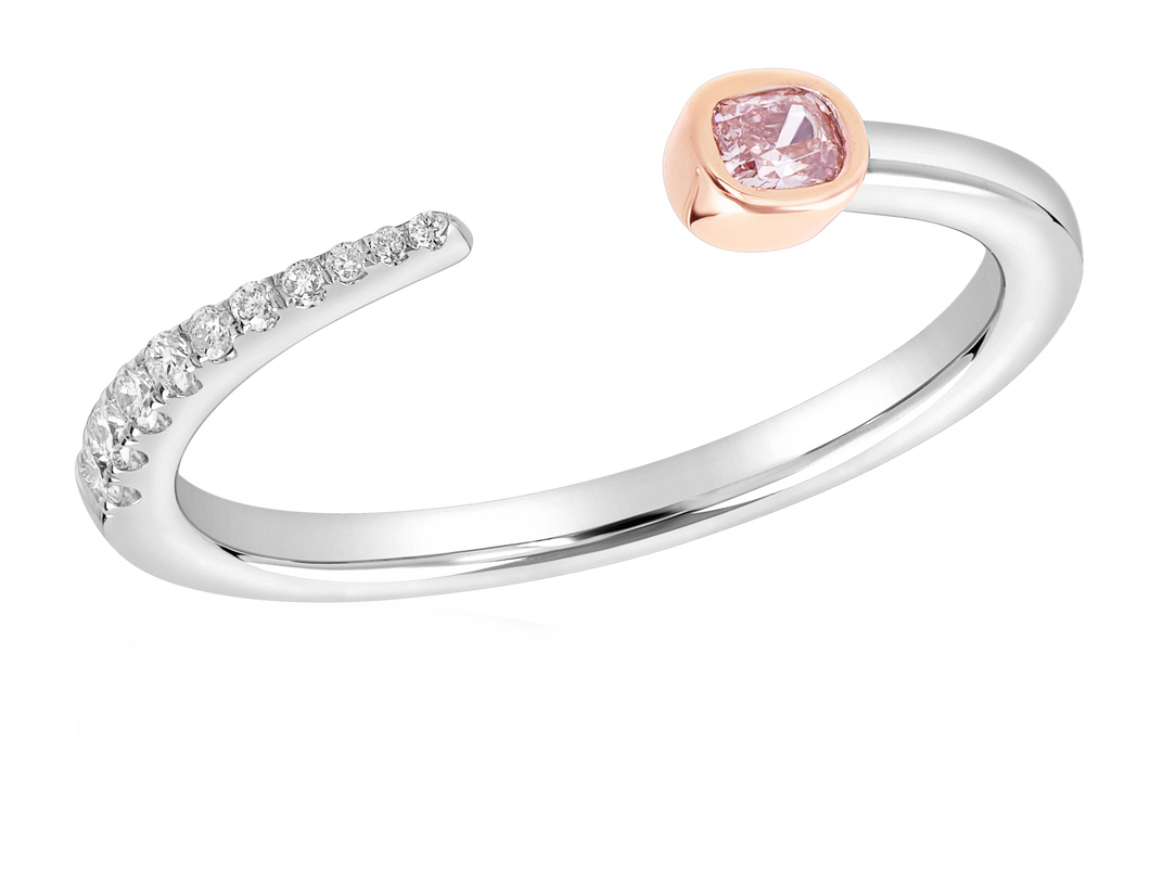 14k Pink & White Diamond Stackable Ring