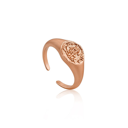 adjustable rose gold signet ring will showcase your effortless style. Our Rose Gold Emblem Adjustable Signet Ring is also available in gold and silver.
