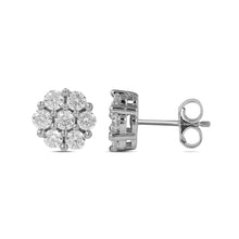 Load image into Gallery viewer, 10K Flower Cluster Diamond Earrings
