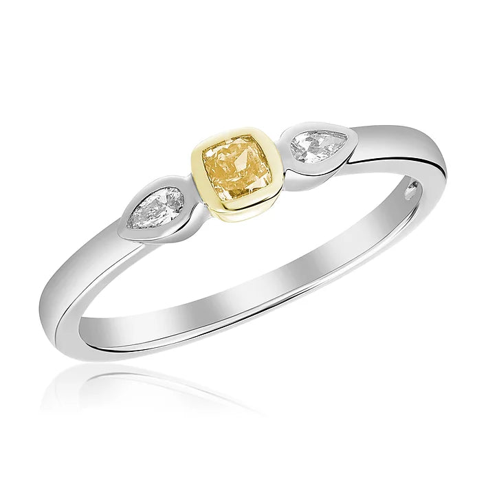 14K Orange/Yellow & White Diamond Stackable Ring