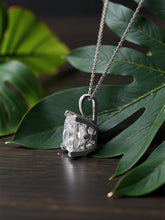 Load image into Gallery viewer, 14K WG Princess Cut Lab-Grown Diamond Pendant on 18" Cable Chain
