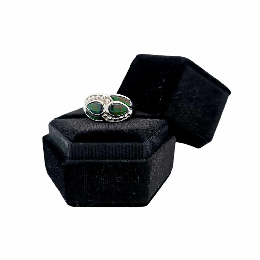 18kw Ammolite Bezel Ring