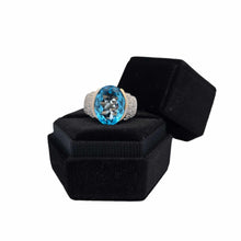Load image into Gallery viewer, 14ky Oval Blue Topaz &amp; Diamond Fashion Ring
