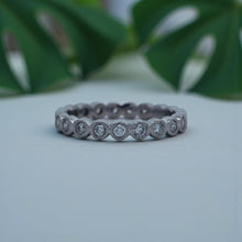 Load image into Gallery viewer, Platinum 0.60ctw Round Bezel-Set Diamond Band with Milgrain Accents – G/H, SI1-SI2
