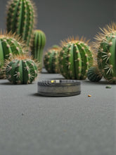 Load image into Gallery viewer, 7mm Beveled Flat-Twist Damascus Steel Ring with 4mm Antler Inlay – Acid Finish
