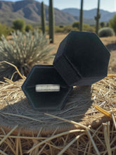 Load image into Gallery viewer, 7mm Beveled Flat-Twist Damascus Steel Ring with 4mm Antler Inlay – Acid Finish
