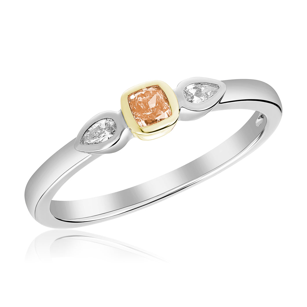 14k Orange & White Diamond Stackable Ring