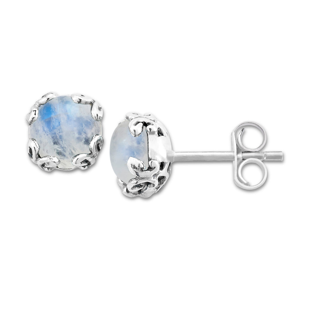 Glow Studs- Rainbow Moonstone