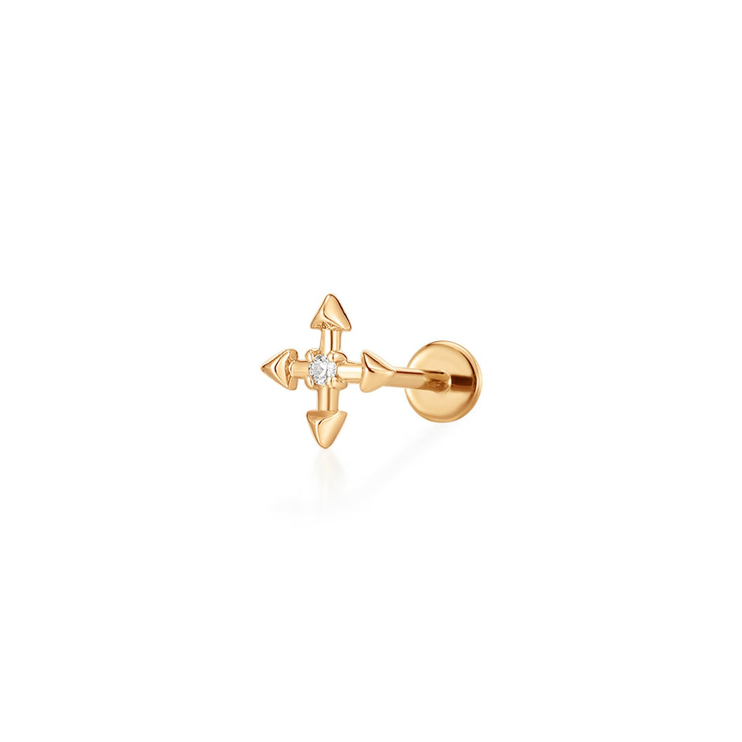 LIESE | Diamond 4-Pointed Cross Single Piercing Earring