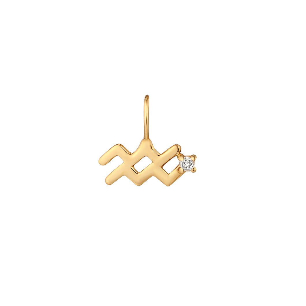 AQUARIUS | Zodiac Charm With Diamond