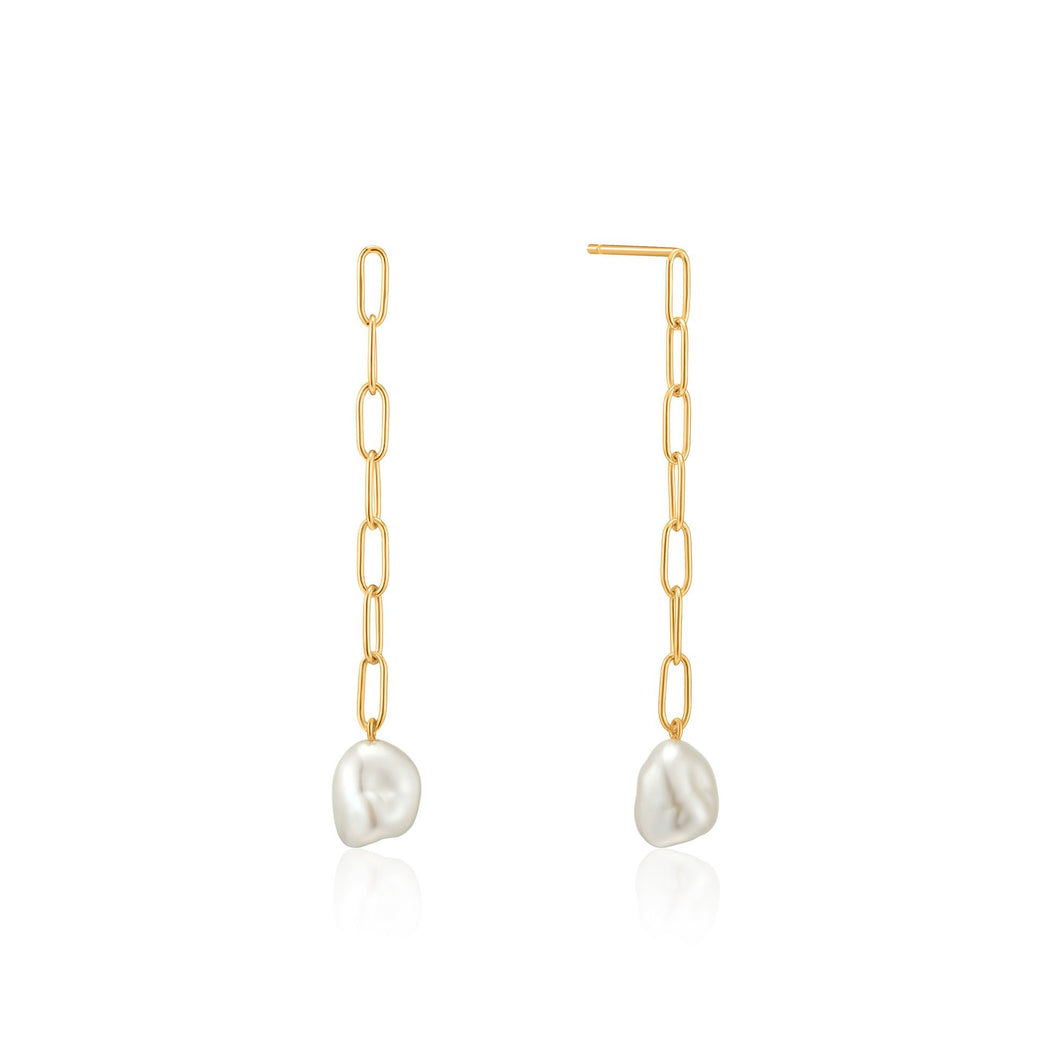 14kt gold plated on sterling silver with baroque pearl earrings