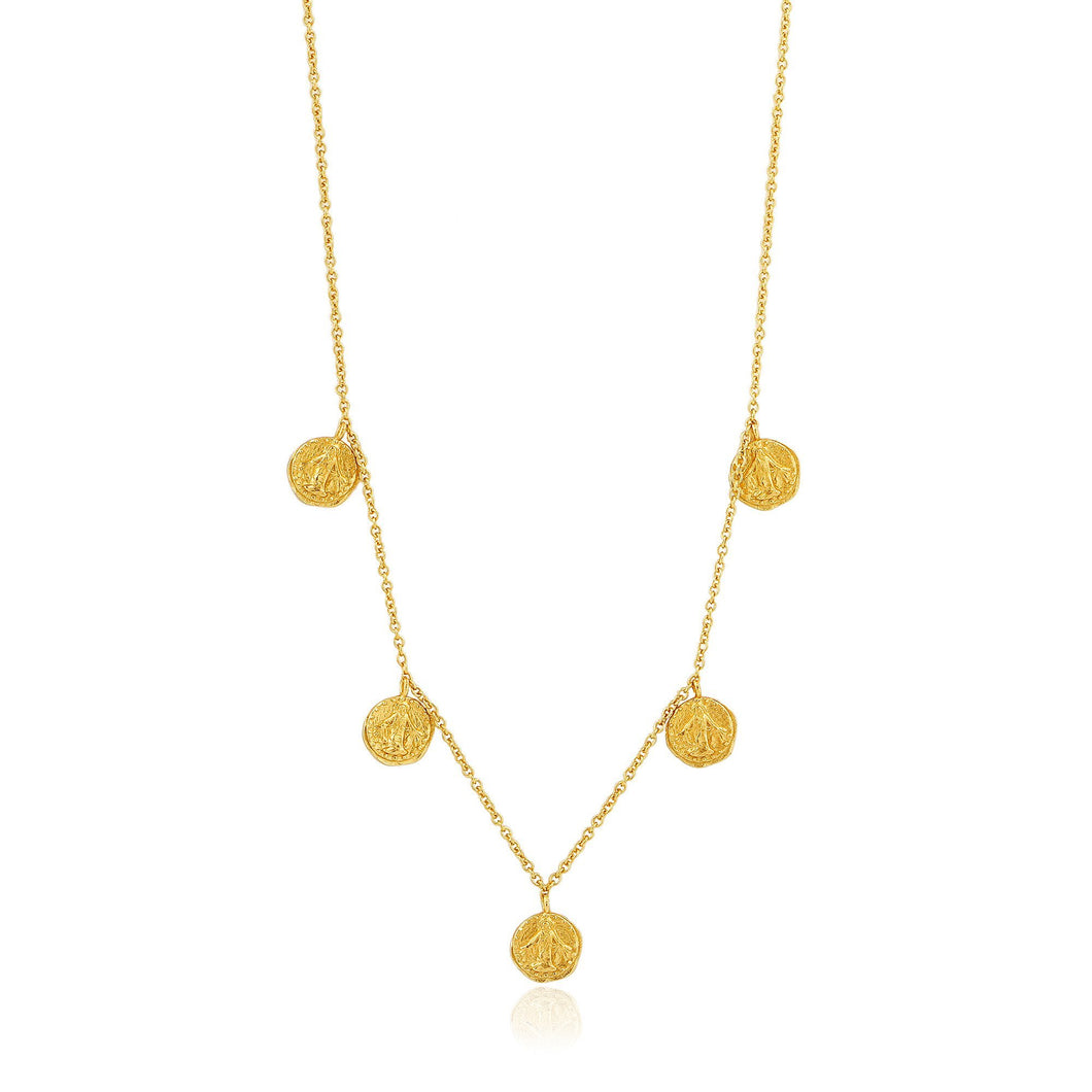 old short chain medallion necklace to your wardrobe for easy luxe whatever the occasion. Our Gold Deus Necklace is also available in silver and rose gold.