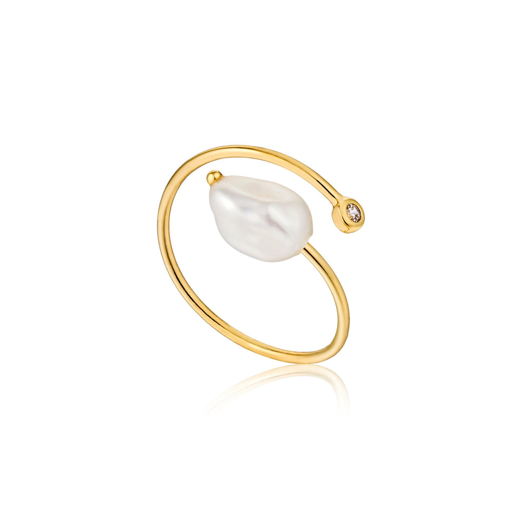 Adjustable 14kt gold plated on sterling silver with baroque pearl 