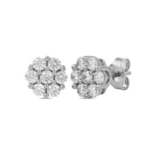 Load image into Gallery viewer, 10K Flower Cluster Diamond Earrings
