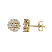 Load image into Gallery viewer, 10K Flower Cluster Diamond Earrings

