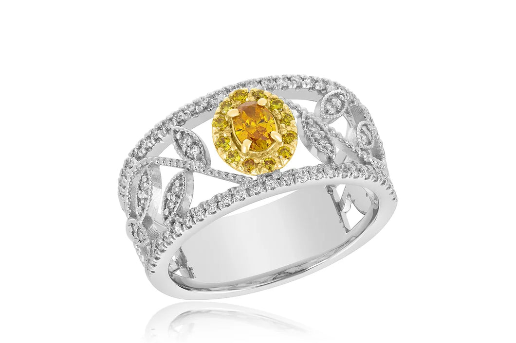 18k Orange & White Diamond Ring