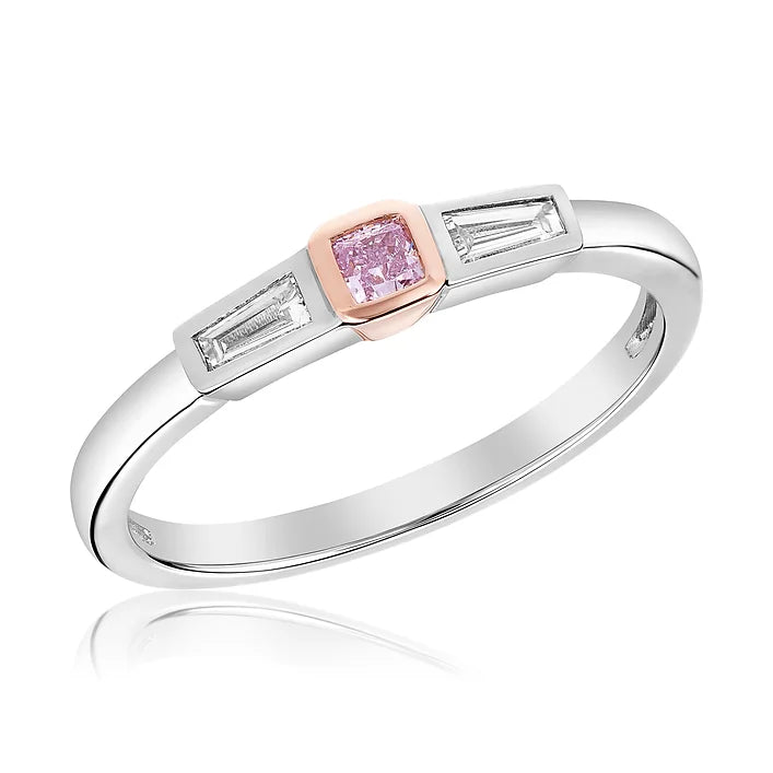 14K Pink & White Diamond Stackable Ring