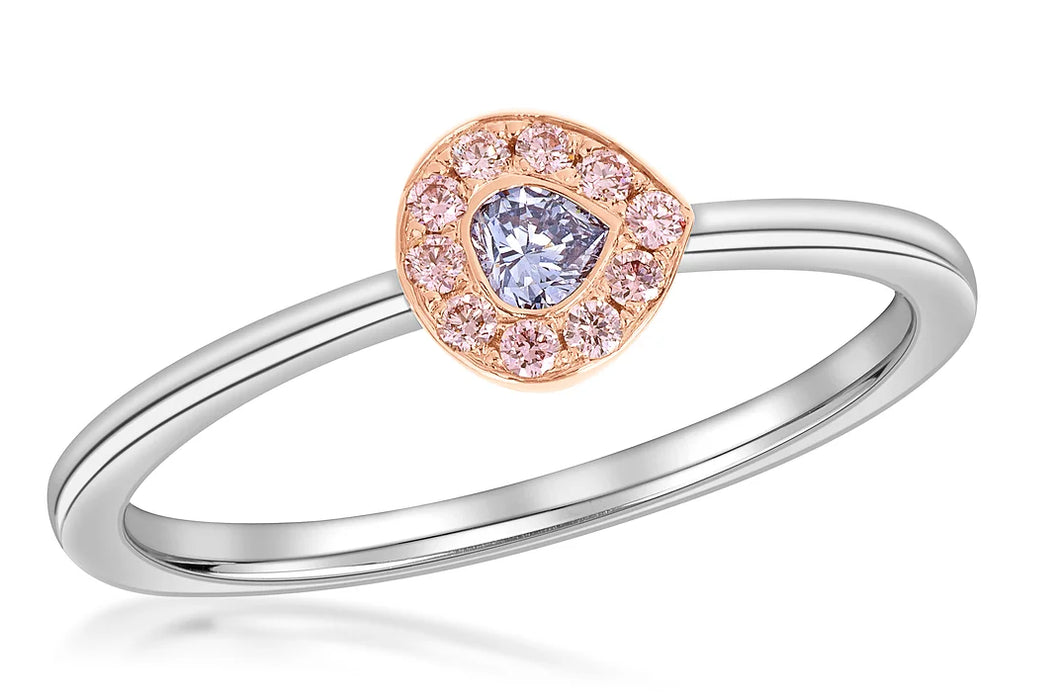 18K Gray/Blue & Pink Diamond Stackable Ring